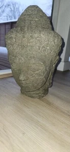 Antique Chinese Hand Carved Solid Granite Stone Buddha 15" Head Statue Sculpture - Picture 1 of 4