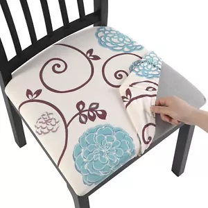 Dining Chair Seat Covers Set of 6 Stretch Printed Seat Covers for Dining Room... - Picture 1 of 8