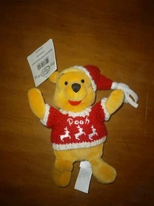 Winnie The Pooh 1999 Winter Sweater Christmas Disney Beanie Plush Tag - Picture 1 of 2