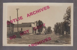 Prosper MINNESOTA RPPC 1914 DEPOT & MAIN STREET nr Harmony Mabel Canton TINY! MN - Picture 1 of 3