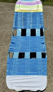 Jelly Vinyl Tube Folding Chaise Lounge Lawn Beach Chair “Dark & Baby Blue” VGC! - Picture 1 of 3