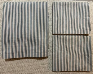 Ralph Lauren Claudine Blue Striped Full Flat Sheet & 2 Pillowcase Set USA - 3 Pc - Picture 1 of 8