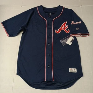 Atlanta Braves Jersey Adult M Medium Blue Red MLB True Fan Series Baseball Shirt - Picture 1 of 8