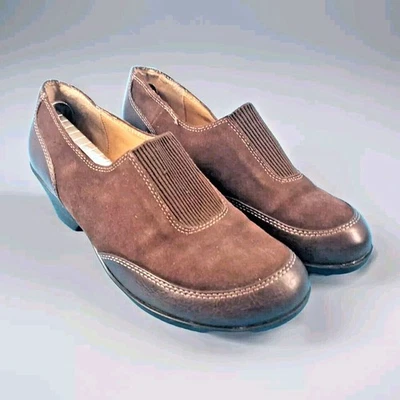 Zuecos de cuero con manchas suaves talla 8,5 zapatos cómodos para mujer talla marrón Foto 1 de 4