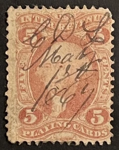 Travelstamps: 1862-1971,US Stamps Scott #R28c Used NG, Playing Cards, Pen Cancel - Picture 1 of 5