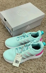 New Adidas Girls Racer TR21 Running Shoes 5 Youth White Seafoam Green Cloudfoam - Picture 1 of 7