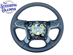 14-19 Silverado Tahoe Yukon Black Leather Steering Wheel With Heat OEM 84483796 - Picture 1 of 13