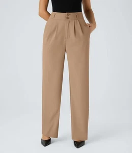 NWT High Waisted Zipper Pocket Shirred Straight Leg Work Pants Size Small - Picture 1 of 12