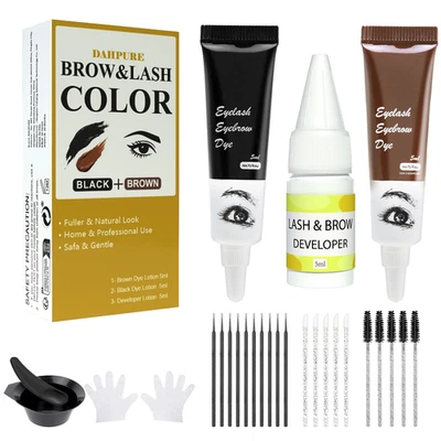 Brown Eyebrow Color Kit with Natural Result Black Lash Color Kit for Professiona - Image 1 of 4
