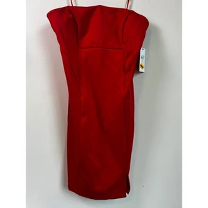 Guess Women Anya  Cherry Red Strapless Sheath Dress with Side Slit Size 8 NWT - Picture 1 of 13