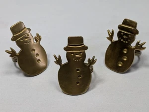 Messing Schneemann Serviettenringe 3er Set Weihnachten Abendessen - Bild 1 von 12