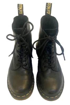 DOC MARTEN 1460 Black Leather Combat Boots, Size 38 (Women's 7) - Image 1 of 4