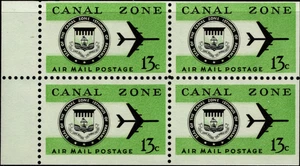 Canal Zone Airmail Stamp # C50a Booklet Pane of 4 Mint NH 13 Cents Plane & Seal - Picture 1 of 1