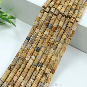 Cuentas espaciadoras de disco tubular cilindro de jaspe natural de 4 mm para hacer joyas - Imagen 1 de 6