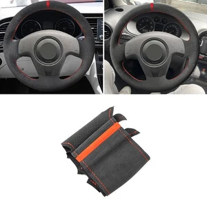 Suede Red-Line Steering Wheel Leather Cover Trim For Seat Ibiza 2004 2005 2006 - Picture 1 of 10