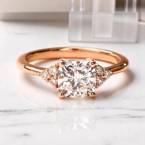 2.20 CT Cushion Cut IGI Certified Lab Grown Diamond Wedding Ring 18K Rose Gold - Picture 1 of 12