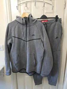 Nike Tech Fleece Grey Tracksuit Hoodie Trousers Old Season Large - Picture 1 of 22