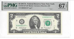 2017A* New York Star $2 FRN (B* Block) PMG 67 EPQ Superb Gem Uncirculated - Picture 1 of 24