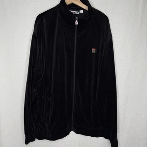 FILA Velour Jacket Men Lounge Size XXXL 3XL Black Track All Season Classic - Picture 1 of 12