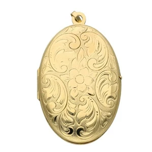 Medallón grande con pergamino de flores de oro amarillo de 9 quilates - 8,9 g - Imagen 1 de 5