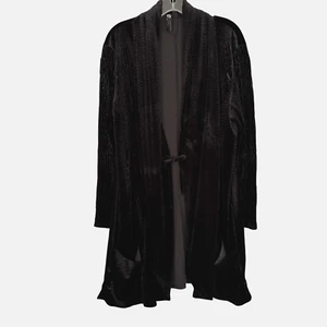 Taking Shape Womens Crinkle Velour Duster Jacket Tie Front Black Goth Witchy XS - Picture 1 of 16