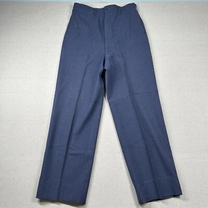 Vintage Wool Trousers Pants 30x30 Serge Blue 1940s Military High Rise Air Force - Picture 1 of 15