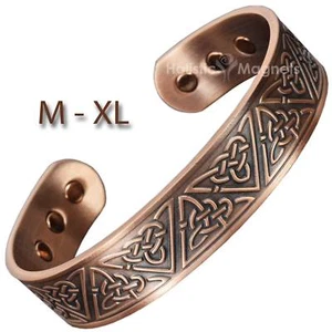 Copper Bracelet Mens Arthritis Pain Magnetic Therapy-Celtic Trinity Knot (TKC) - Picture 1 of 5
