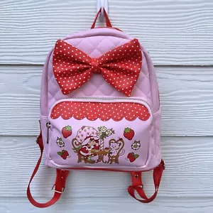 Strawberry Shortcake Mini Backpack Polka Dot Bow Quilted Bag Pink NEW 2024 - Picture 1 of 7