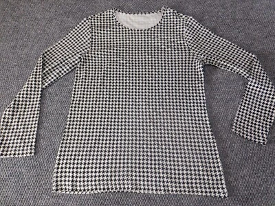 Chicos Blouse Size 1 Black womens plaid designer pullover stretch top classic - Image 1 of 4