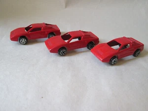 3 Lot of Red Ferrari Sports Cars Fast Wheels Tootsietoy Jam Pac Speedsters 1983 - Picture 1 of 8
