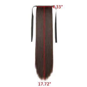 Natural clip on hairpiece braid ponytail hair extension straight 17.72inch - Picture 1 of 4