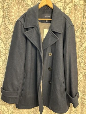 NUEVO SIN ETIQUETAS LAND’S END PARA HOMBRES XXL 50/52 Mezcla de Lana Azul Marino Chaquetón Botones de Anclaje Foto 1 de 4