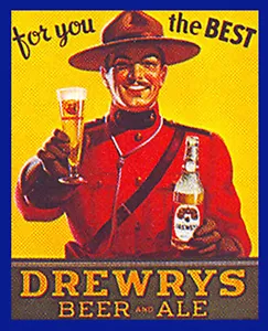 DREWRY'S BIER AND ALE MOUNTIE DESIGN BIERETIKETT T-SHIRT klein - xxxlarge - Bild 1 von 1