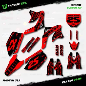 Black & Red Slick Racing Graphics Kit fits 06-08 Kawasaki Kxf250 Kxf 250 Decal - Foto 1 di 5
