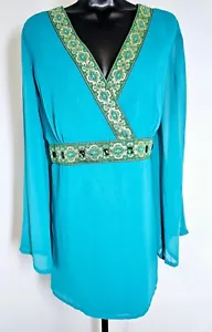 Diane Lemon Collection Women's Tunic Top - Teal - Size 14W - Picture 1 of 10
