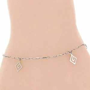 14k White Gold Swirl Charm Anklet Bracelet 10" 1.65mm 2.8 grams - Picture 1 of 2
