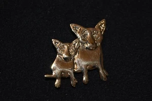 George Rodrigue Blue Dog Sterling/Gold Plated Double Dog Pin - Picture 1 of 2