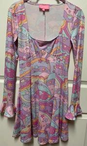 Sugar Thrillz mini dress size XXS celestial Rainbow Space Print Long Sleeve EC - Picture 1 of 11