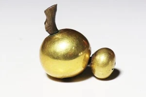 Netsuke Inro Ojime Sagemono Meiji Japanese Antique Brass Cord-tied Ball Bead - Picture 1 of 5