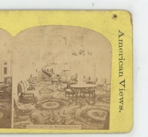 Steamboat on the Mississippi River Interior Stereoview - Picture 1 of 3