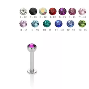 Piercing Labret Madonna Silber Lippenpiercing Kristall Stecker Helix Tragus Ohr - Bild 1 von 2