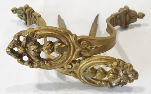 Pair of Victorian Bronze Flower Bell Curtain Hardware Hangers & Spikes France - Picture 1 of 10