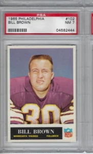 1965 Philadelphia football card #102 Bill Brown Minnesota Vikings graded PSA 7 - Picture 1 of 2