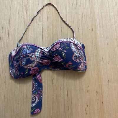 La Blanca Mujer Ropa de Playa Nylon Bikini Natación Top Paisley Floral Talla 8 Azul Rosa Foto 1 de 4