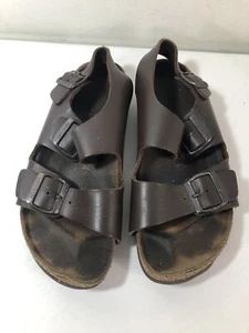 Birkenstock Narrow Brown Leather Arizona 39N L8M6 2 Straps - Picture 1 of 9