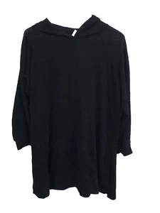 AVENUE Leisure top solid black pullover plus 14/16 knit kangaroo pocket - Picture 1 of 9