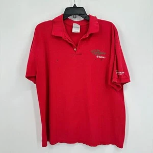 Vtg Target The Garden Place Polo Shirt L Red Uniform Indie Grunge Distressed Y2K - Picture 1 of 10