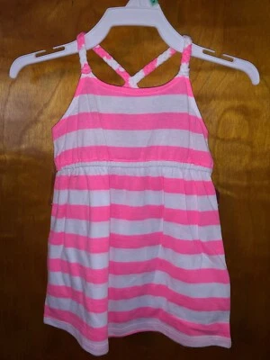 NUEVO CON ETIQUETAS - Vestido Infantil Niñas, Arizona Jean Co., Rosa y Blanco, Rayas, 12-18 Meses Foto 1 de 4