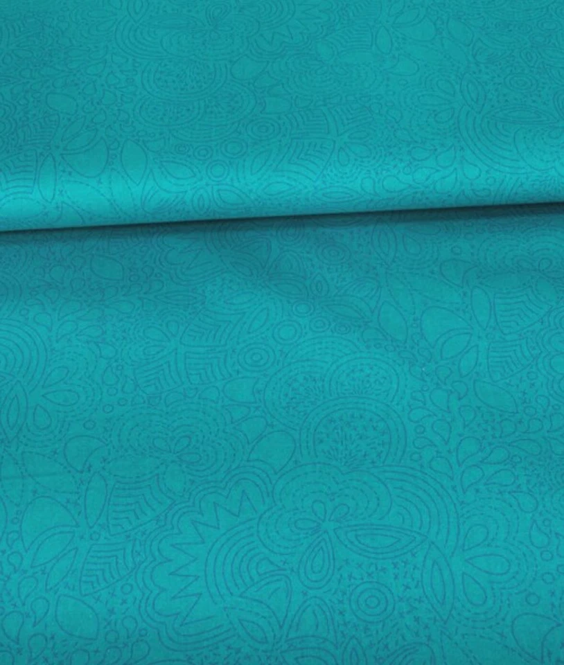 Alison Glass 8450 Stitched Peacock Blue Fabric, 1/2 Yard - Image 1 of 1