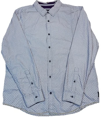Camisa Prana Para Hombre XL Patrón Púrpura Calce Ajustado Manga Larga Con Botones Foto 1 de 4